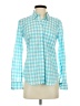 Gap 100% Cotton Checkered-gingham Teal Long Sleeve Button-Down Shirt Size XS - photo 1