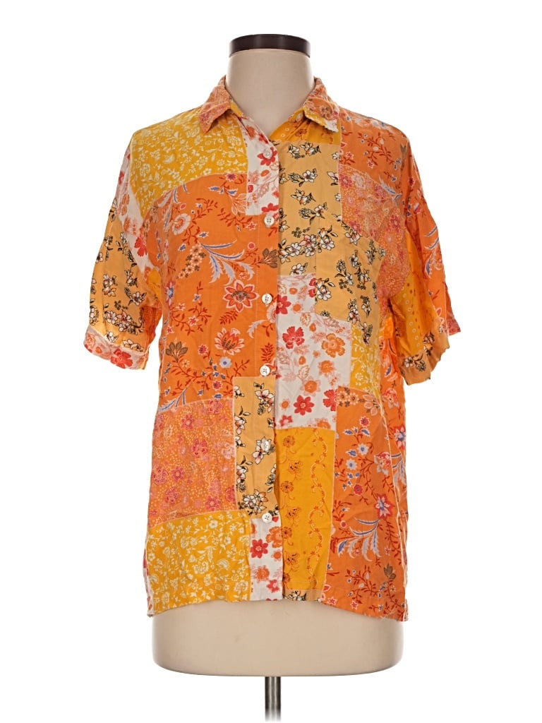 Pre-owned Forever 21 Short Sleeve Blouse In Orange