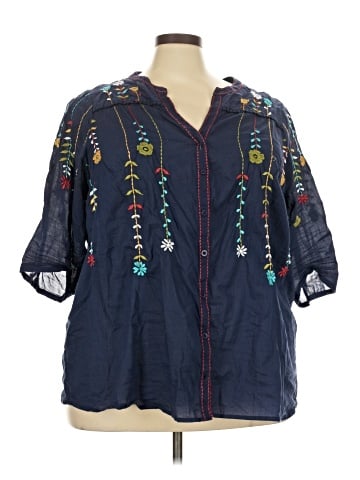 Wayward Fancies 3/4 Sleeve Button-Down Shirt (view 1)
