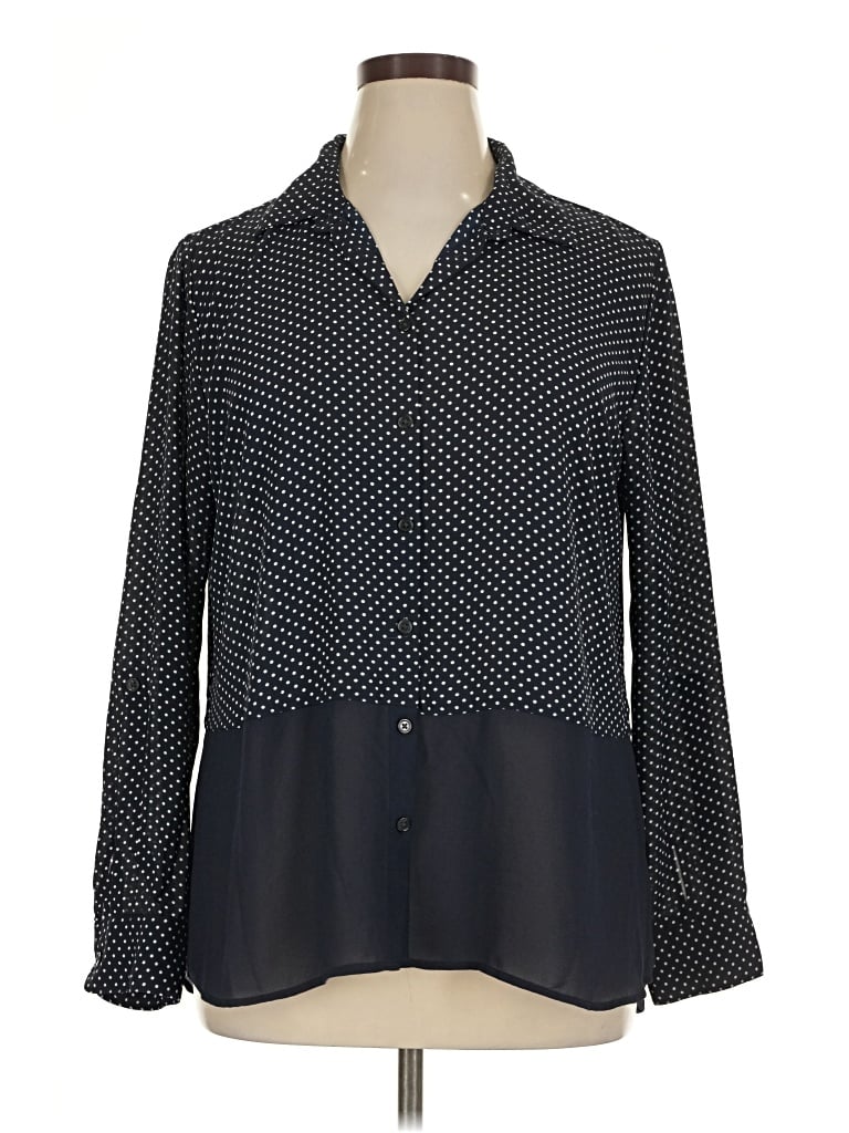 Pre-owned Van Heusen Long Sleeve Blouse In Black