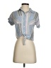 Sim & Sam 100% Rayon Stripes Blue Short Sleeve Blouse Size S - photo 1
