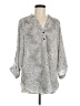 Halogen Animal Print Silver 3/4 Sleeve Blouse Size M - photo 1