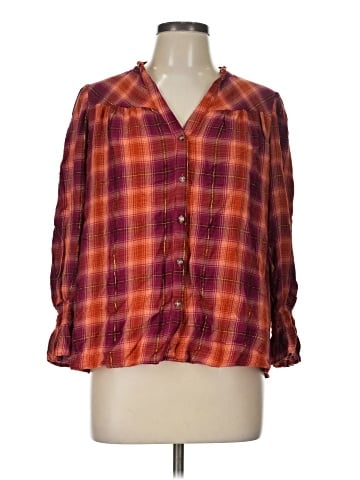Cato 3/4 Sleeve Button-Down Shirt (view 1)
