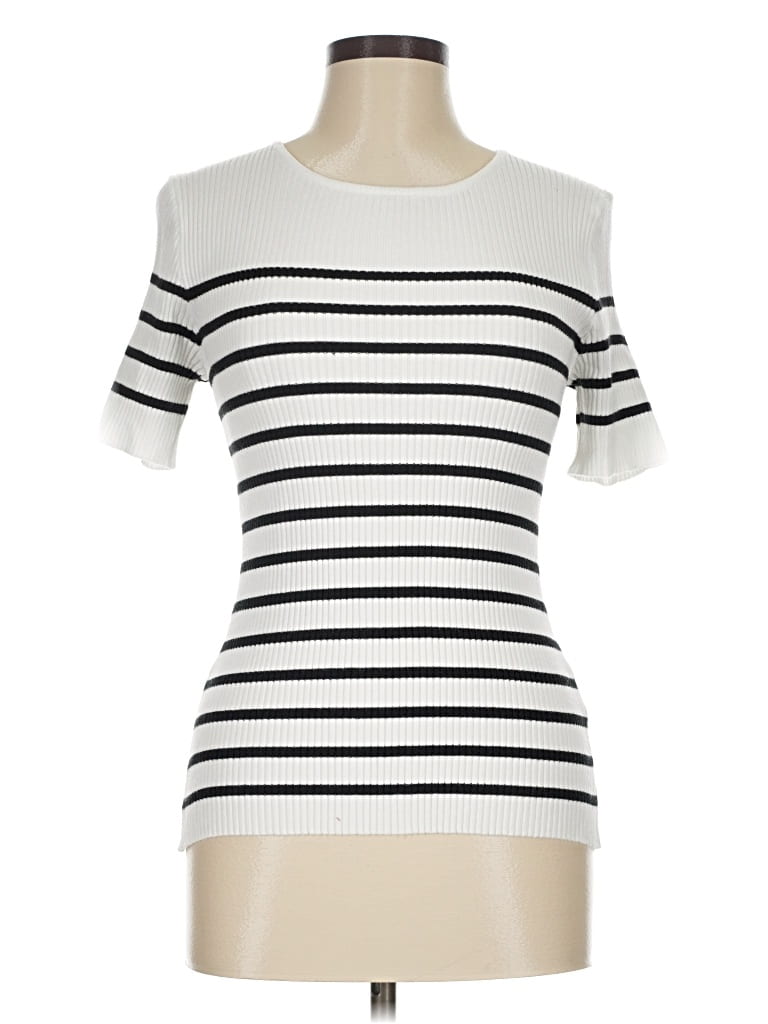 Pre-owned Zesica Short Sleeve Top Ivory Boatneck Tops
