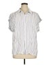 Ann Taylor LOFT 100% Rayon Stripes Blue Short Sleeve Button-Down Shirt Size XL - photo 1