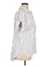 Ann Taylor LOFT 100% Rayon Stripes Blue Short Sleeve Button-Down Shirt Size XL - photo 4