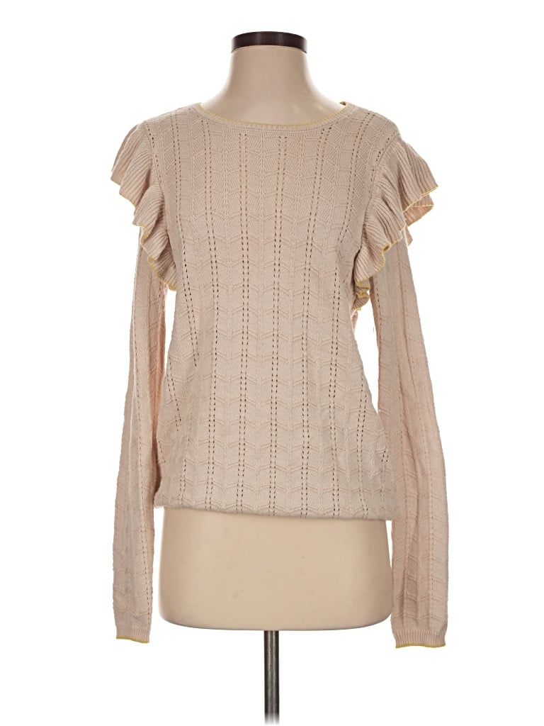 Pre-owned Ann Taylor Long Sleeve Blouse In Tan