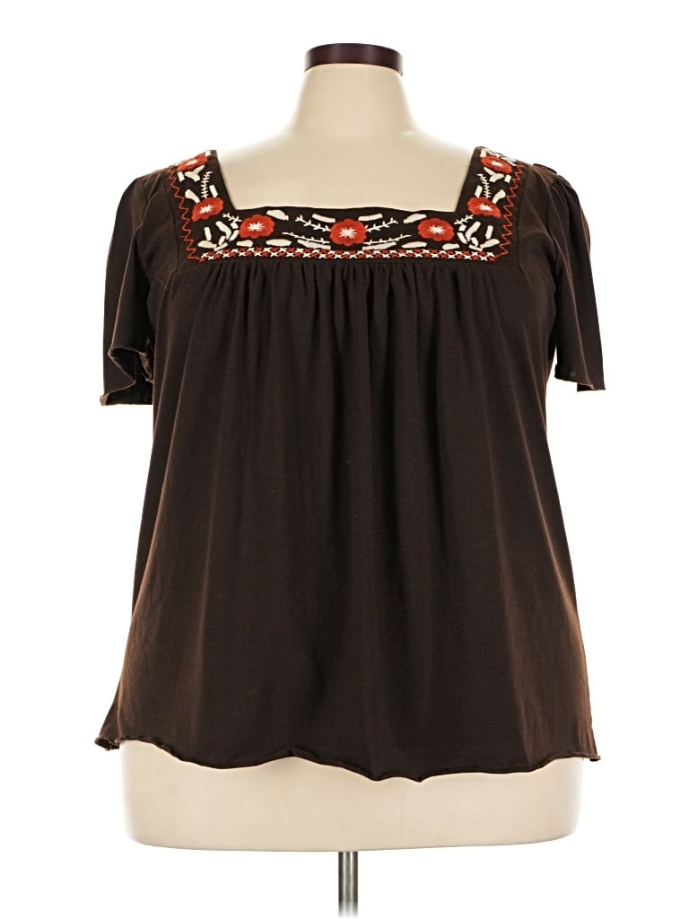 Pre-owned Forever 21 Short Sleeve Blouse In Brown