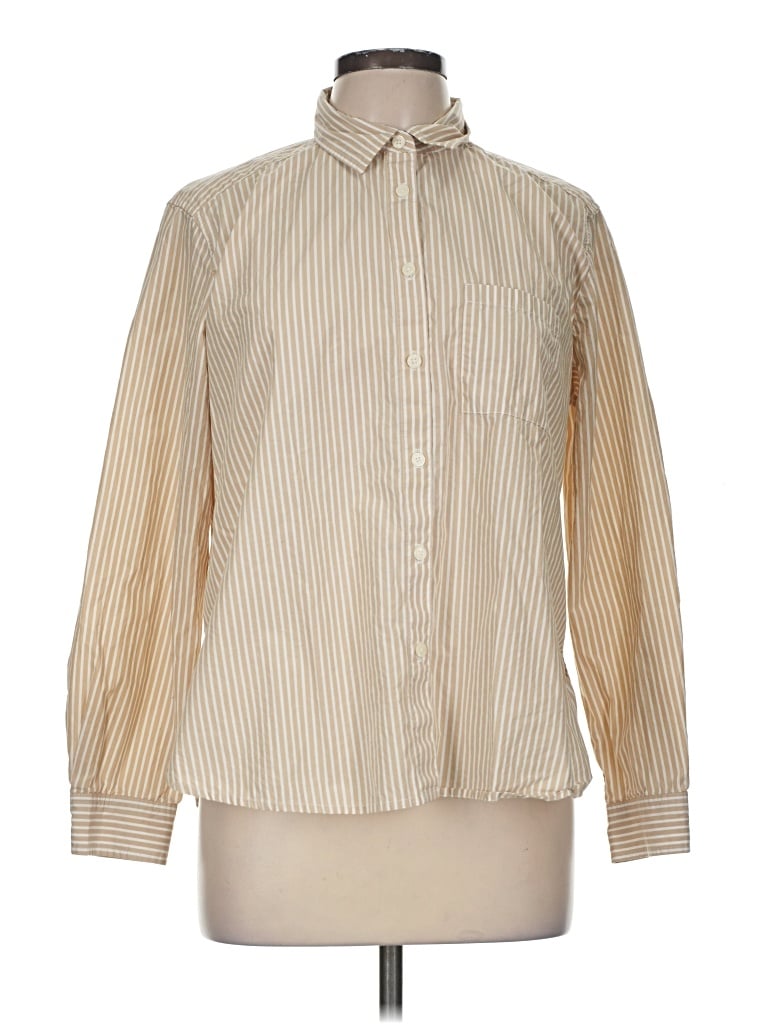 Pre-owned Ann Taylor Loft Long Sleeve Button Down Shirt In Ivory