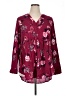 Torrid Floral Burgundy Long Sleeve Blouse Size 1X Plus (1) - photo 1