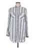 Express 100% Rayon Stripes Ivory Long Sleeve Button-Down Shirt Size M - photo 1