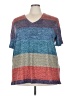 Unbranded 100% Polyester Stripes Blue Short Sleeve T-Shirt Size 5X - photo 1