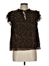 1.State 100% Polyester Animal Print Brown Short Sleeve Blouse Size L - photo 1