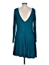 Assorted Brands Solid Teal Casual Dress Size L - photo 2