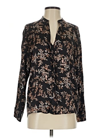 Vince. Long Sleeve Silk Top (view 1)