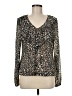 JM Collection Animal Print Black Long Sleeve Blouse Size M - photo 1
