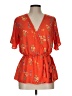 Sienna Sky 100% Polyester Orange Short Sleeve Blouse Size L - photo 1