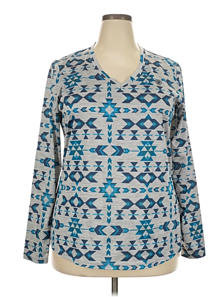 Pre-owned Ariat Long Sleeve Polo Shirt In Blue