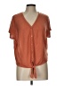 Pink Rose Brown Short Sleeve Henley Size L - photo 1