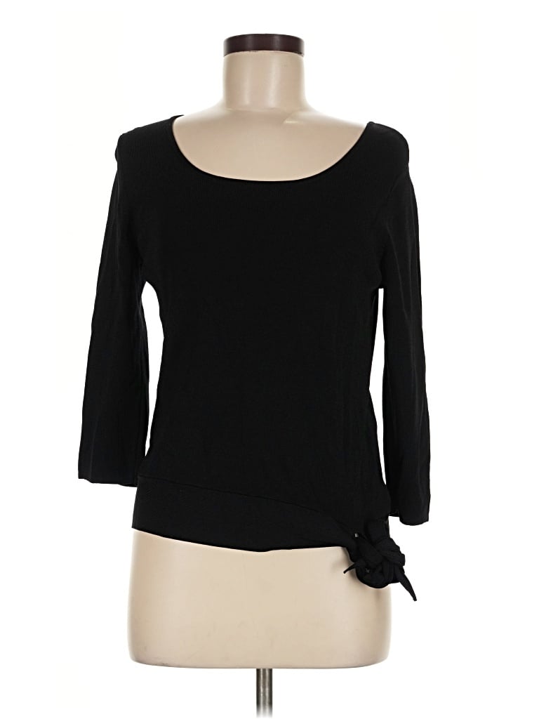 Pre-owned Coldwater Creek 3/4 Sleeve Top Black Boatneck Tops