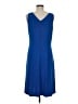 Ann Taylor Solid Blue Casual Dress Size M - photo 2