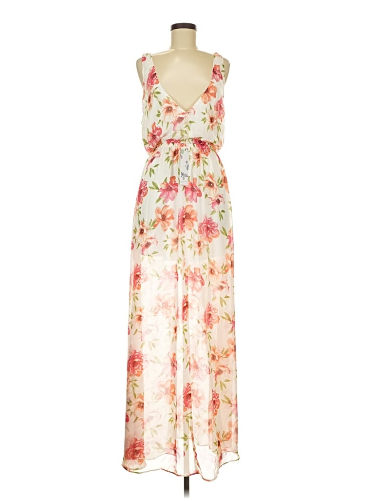 Show Me Your Mumu Casual Dress: Ivory Floral Pattern Dresses - Size Medium