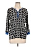 Notations Chevron-herringbone Black Long Sleeve Blouse Size L - photo 1