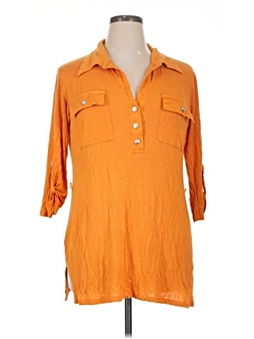 Ashley Stewart 3/4 Sleeve Button-Down Shirt (view 1)