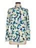 Equipment 100% Silk Print Blue Long Sleeve Silk Top Size M - photo 1