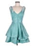 Teeze Me 100% Polyester Stars Teal Cocktail Dress Size 7 - 8 - photo 1