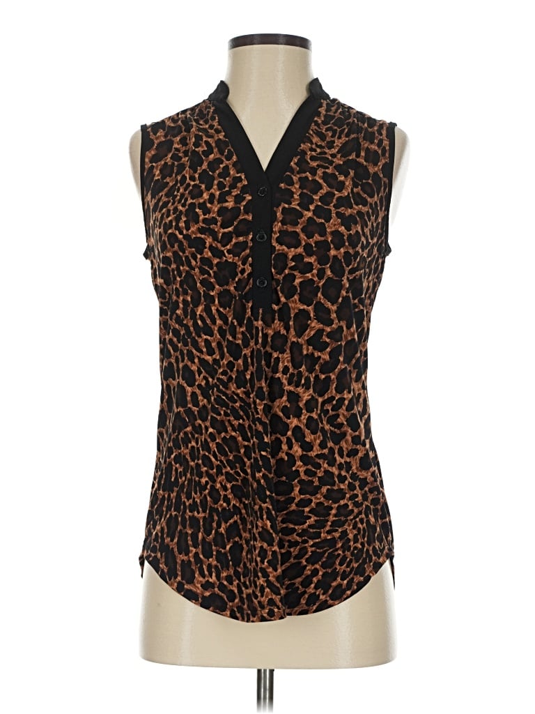 Pre-owned Perseption Concept Sleeveless Blouse In Brown