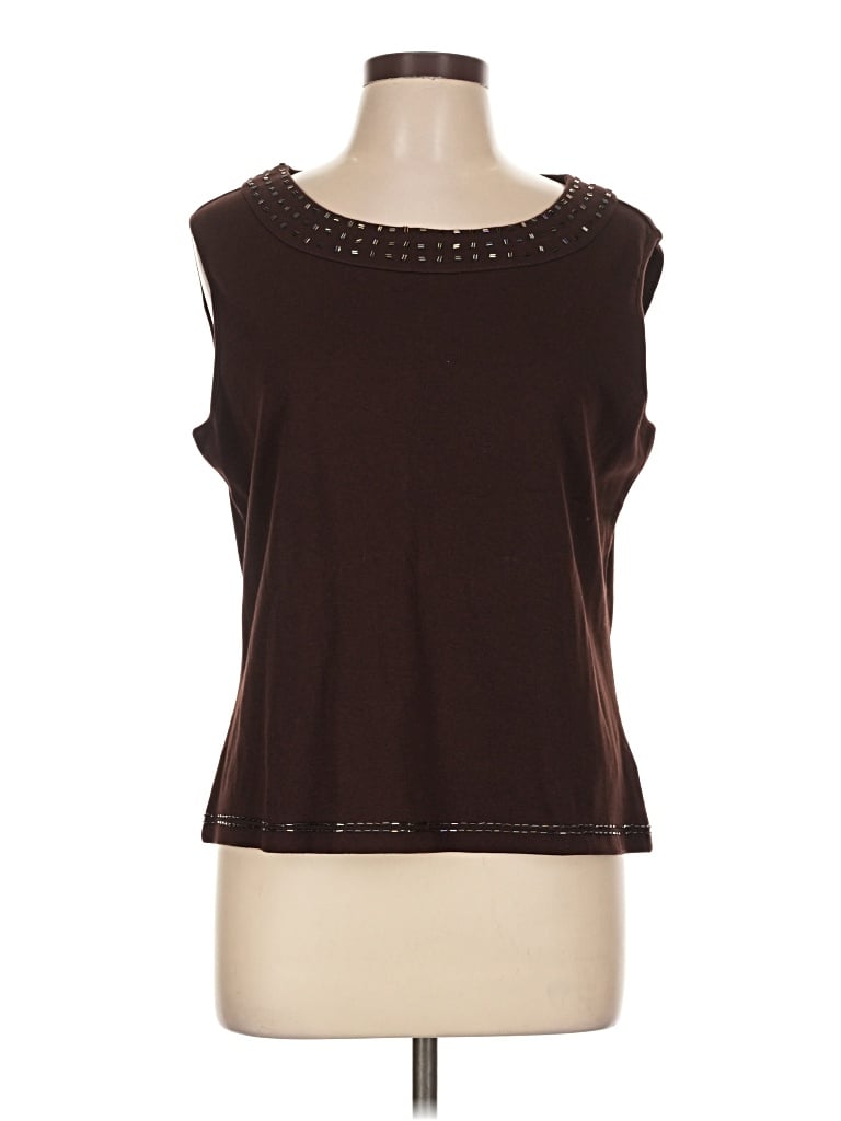 Pre-owned Coldwater Creek Sleeveless T-shirt In Brown