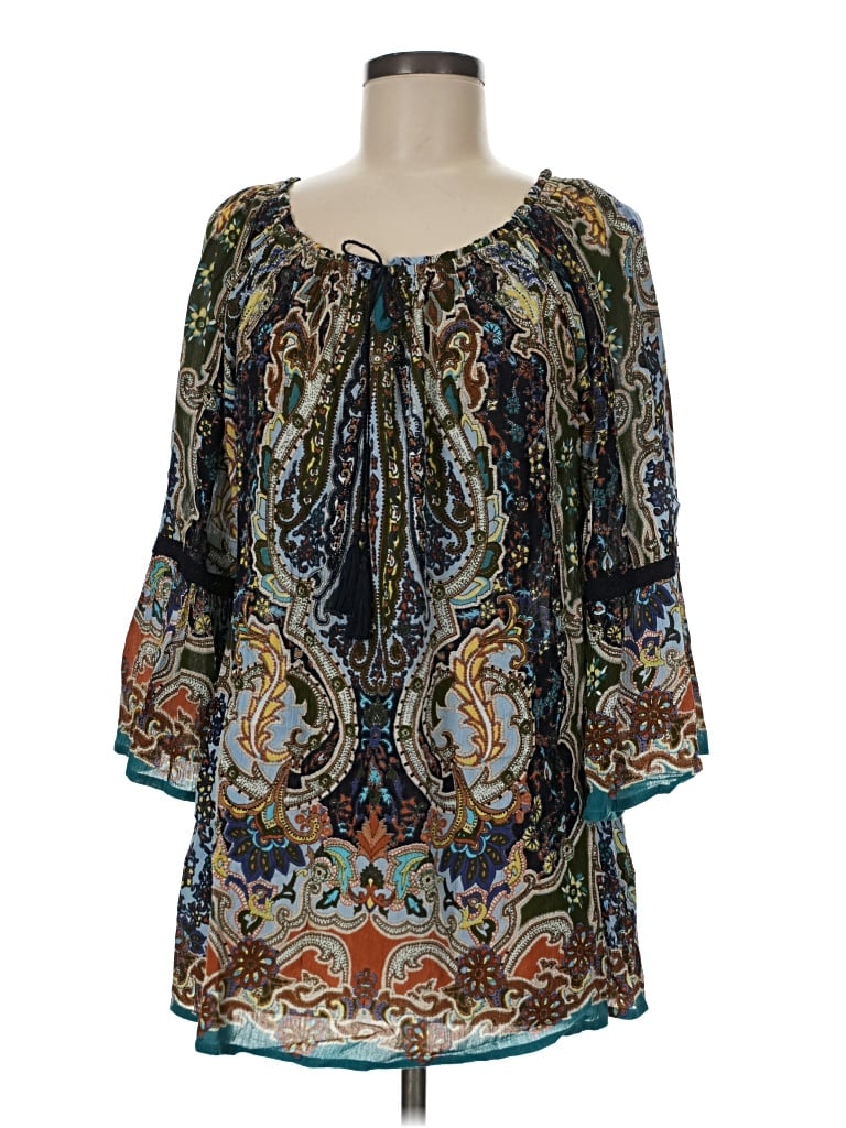 Pre-owned Soft Surroundings 3/4 Sleeve Blouse In Teal