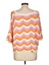 L Space 100% Cotton Chevron-herringbone Orange Poncho Size L - photo 2