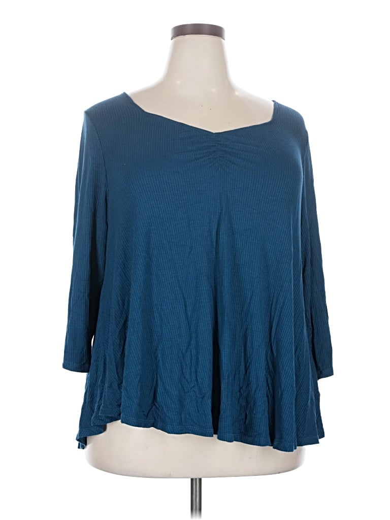 Pre-owned Lane Bryant 3/4 Sleeve T-shirt In Teal
