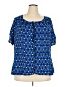 Worthington 100% Polyester Hearts Blue Short Sleeve Blouse Size 2X - photo 1