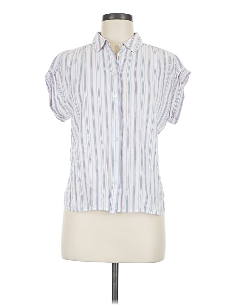 Pre-owned Ann Taylor Loft Short Sleeve Button Down Shirt In White