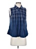 Free People Blue Sleeveless Button-Down Shirt Size S - photo 1