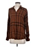 Thread & Supply Plaid Brown Long Sleeve Blouse Size S - photo 1