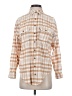Billabong Checkered-gingham Tan 3/4 Sleeve Button-Down Shirt Size S - photo 1