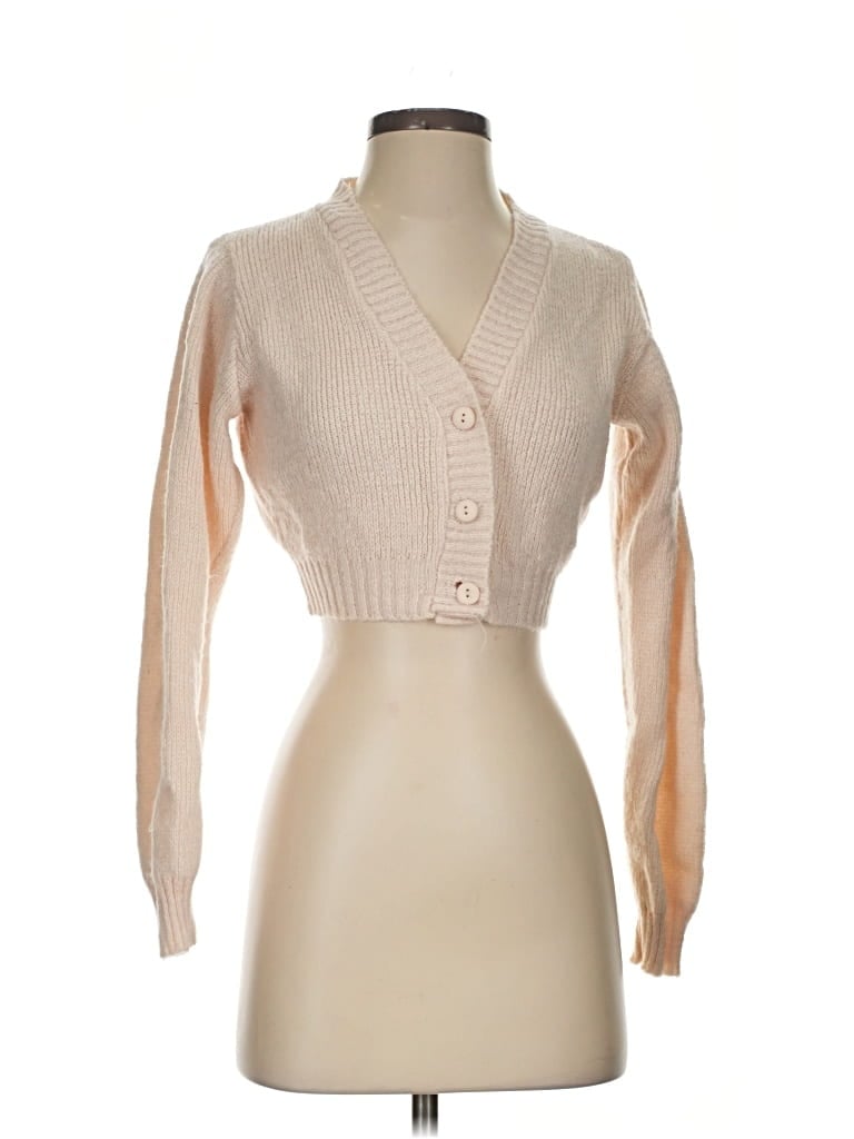 Pre-owned Nasty Gal Inc. Cardigan Sweater In Tan