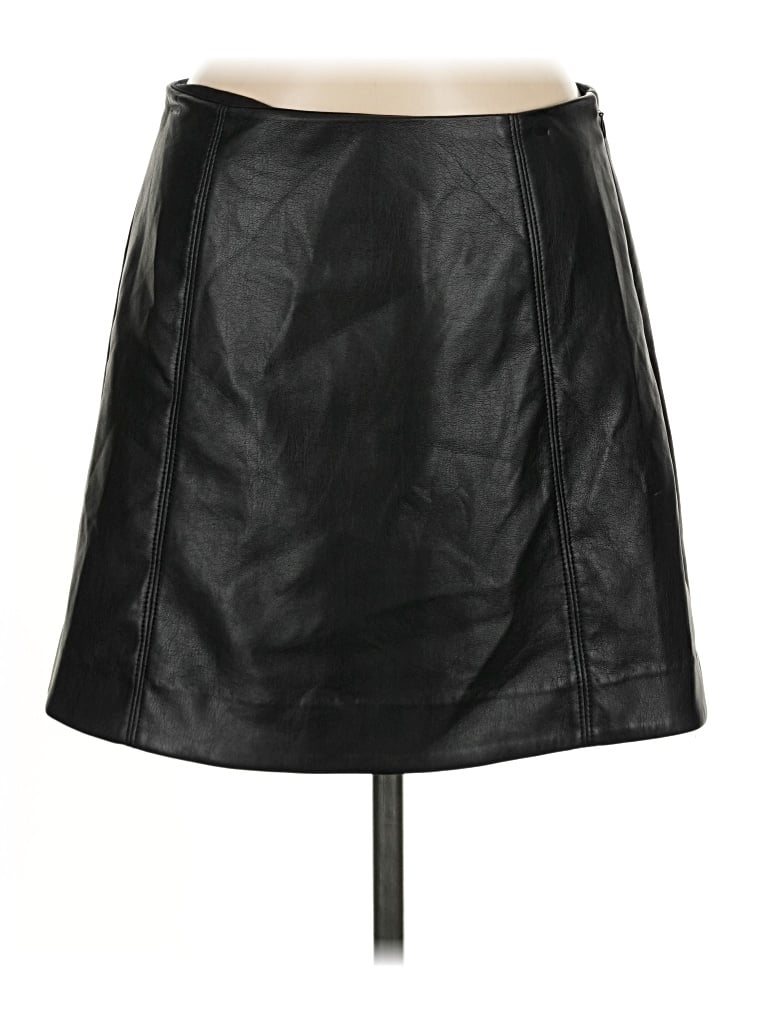 Pre-owned Babaton Faux Leather Skirt In Black