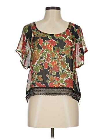 Black Poppy Short Sleeve Blouse (view 1)