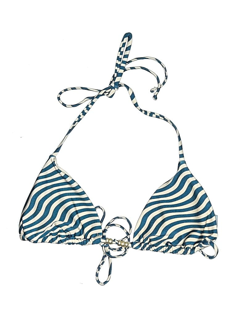Pre-owned Shade & Shore Swimsuit Top Tan Stripes Pattern Swimwear