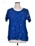 Nouvelle 100% Polyester Blue Short Sleeve Blouse Size XL (estimated) - photo 1