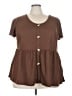 Agnes Orinda Brown Short Sleeve Henley Size 3X - photo 1