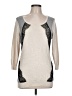 All At Once Color Block Tan Silver Cardigan Size L - photo 1