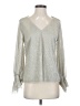 Halogen Metallic Silver Long Sleeve Blouse Size S - photo 1