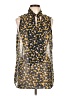 CAbi 100% Polyester Animal Print Gold Sleeveless Blouse Size L - photo 1