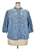 St. John's Bay 100% Cotton Blue 3/4 Sleeve Button-Down Shirt Size 2X - photo 1